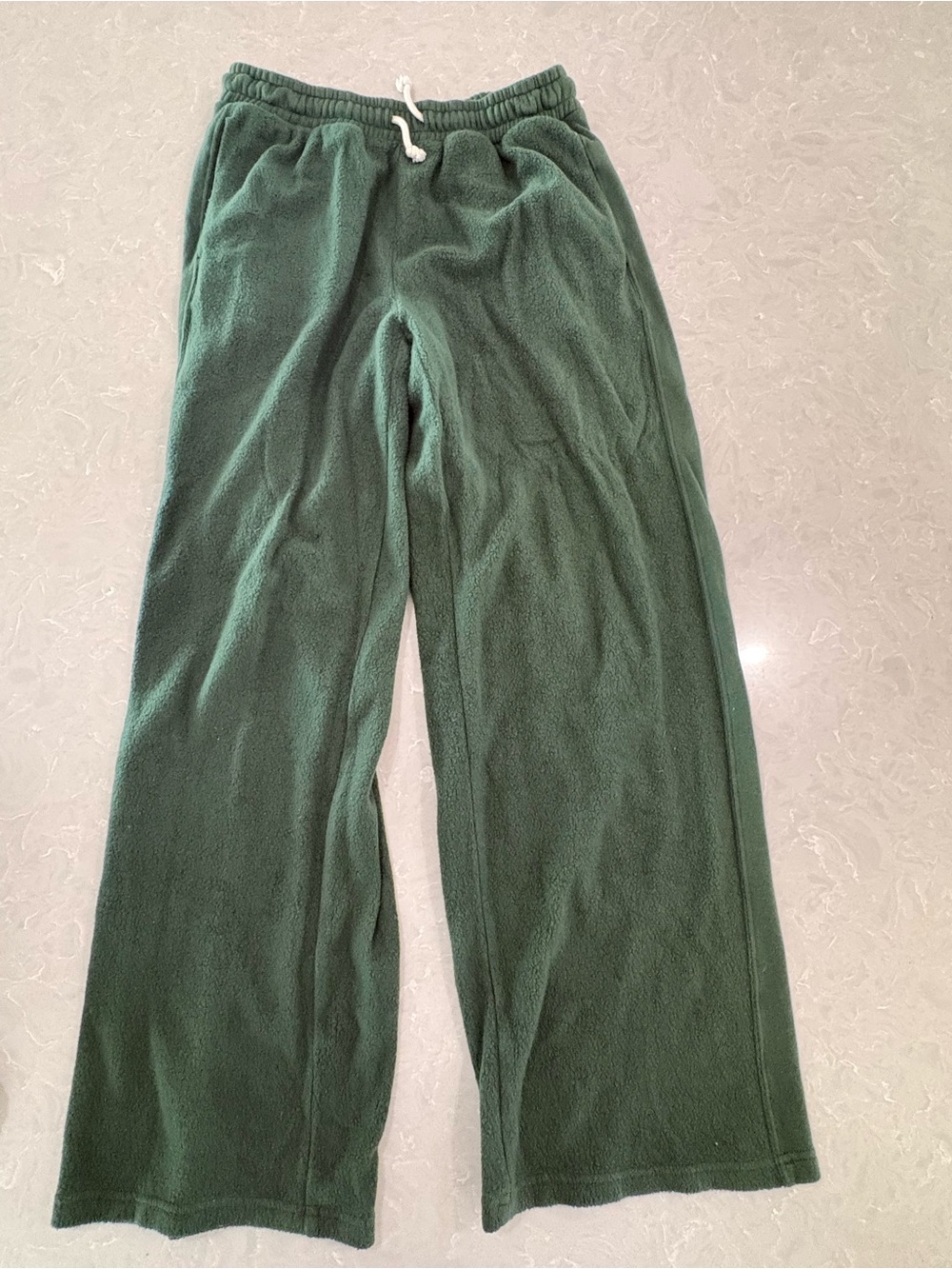 Woman’s Green Fleece Lounge Pants - Comfortable Drawstring Waist